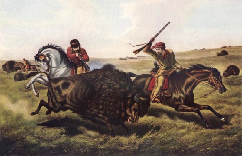 Tait Arthur Fitzwilliam Life on the Prairie-The Buffalo Hunt oil painting picture